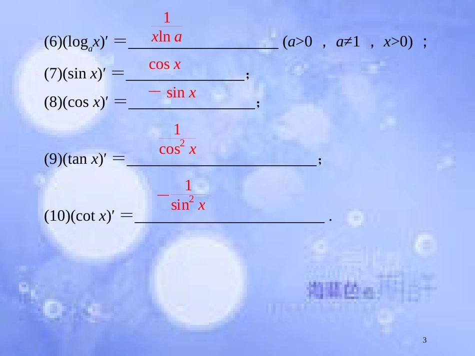 高中数学 第四章 导数及其应用 4.2 导数的运算 4.2.1 几个幂函数的导数 4.2.2 一些初等函数的导数表课件 湘教版选修2-2_第3页