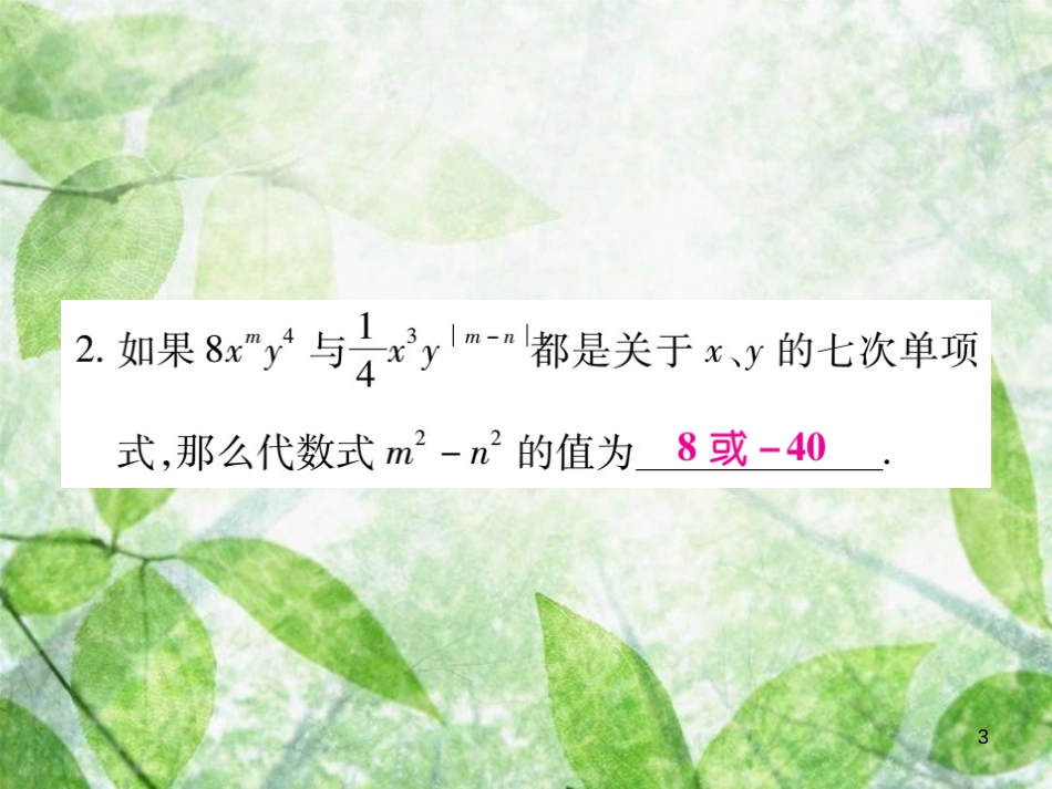 七年级数学上册 小专卷5 与整式有关的概念优质课件 （新版）华东师大版_第3页