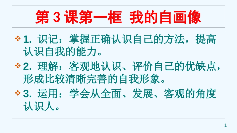 七年级道德与法治上册 第一单元 迎接美好青春 第三课 青春畅想曲 第1框 我的自画像优质课件 苏教版_第1页