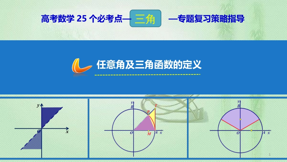 高考数学 25个必考点 专题05 任意角及三角函数的定义优质课件_第1页