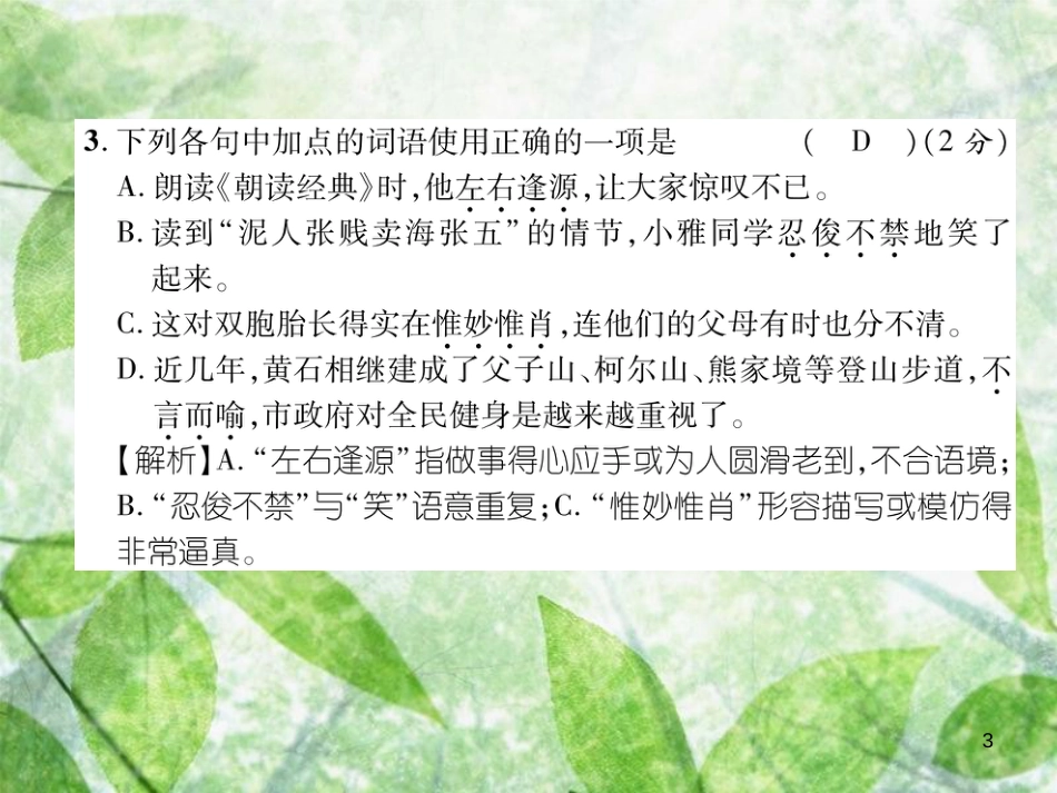 九年级语文上册 期中达标测试习题优质课件 新人教版_第3页