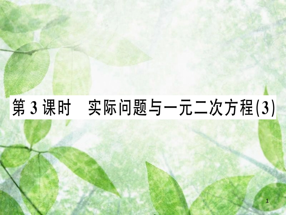 九年级数学上册 第二十一章 一元二次方程 21.3 实际问题与一元二次方程 第3课时 实际问题与一元二次方程（3）习题优质课件 （新版）新人教版_第1页