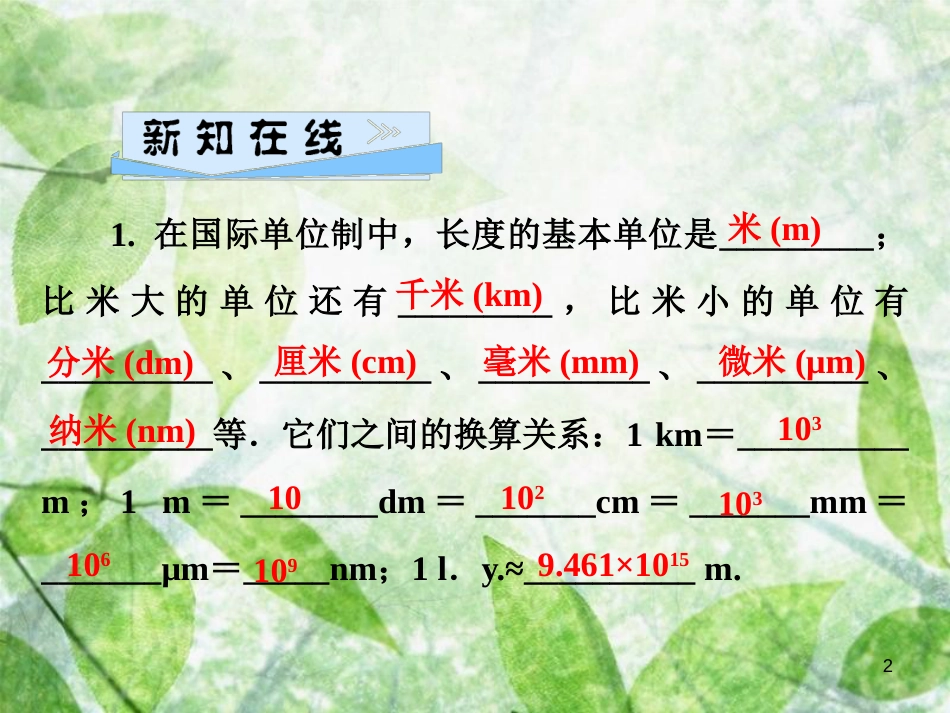 八年级物理全册 第二章 第二节 长度与时间的测量优质课件 （新版）沪科版_第2页