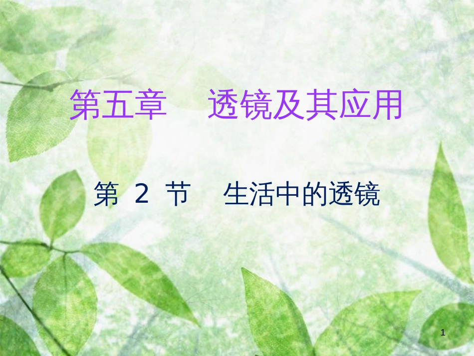 八年级物理上册 第五章 第2节 生活中的透镜习题优质课件 （新版）新人教版_第1页