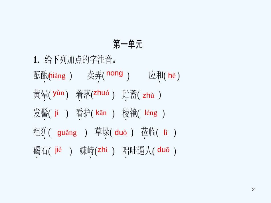 （达州专版）2018年七年级语文上册 专题复习一 语音与汉字优质课件 新人教版_第2页