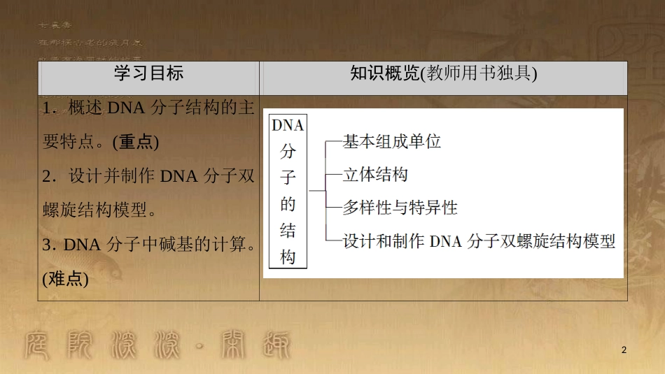 高中生物 第4章 遗传的分子基础 第2节 DNA的结构和DNA的复制 第1课时 DNA分子的结构优质课件 苏教版必修2_第2页