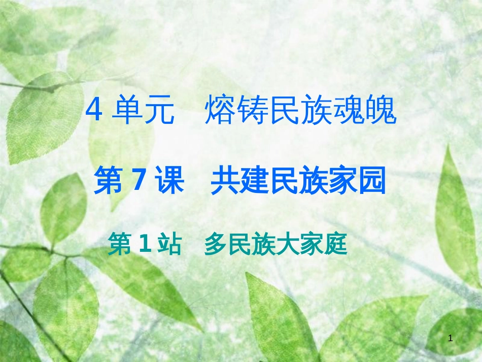 九年级道德与法治上册 第4单元 熔铸民族魂魄 第7课 共建民族家园 第1站多民族大家庭优质课件 北师大版_第1页