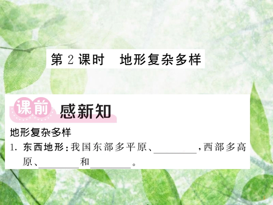 八年级地理上册 第2章 第2节 中国的气候（第2课时 地形复杂多样）习题优质课件 （新版）湘教版_第1页