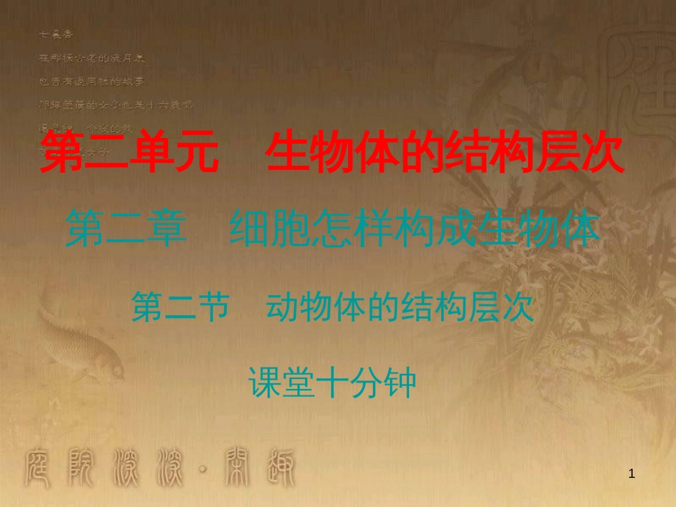 七年级生物上册 第二单元 第二章 第二节 动物体的结构层次课堂十分钟优质课件 （新版）新人教版_第1页