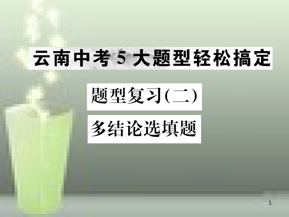 （云南专版）2019年中考化学总复习 题型复习（二）多结论选填题优质课件_第1页