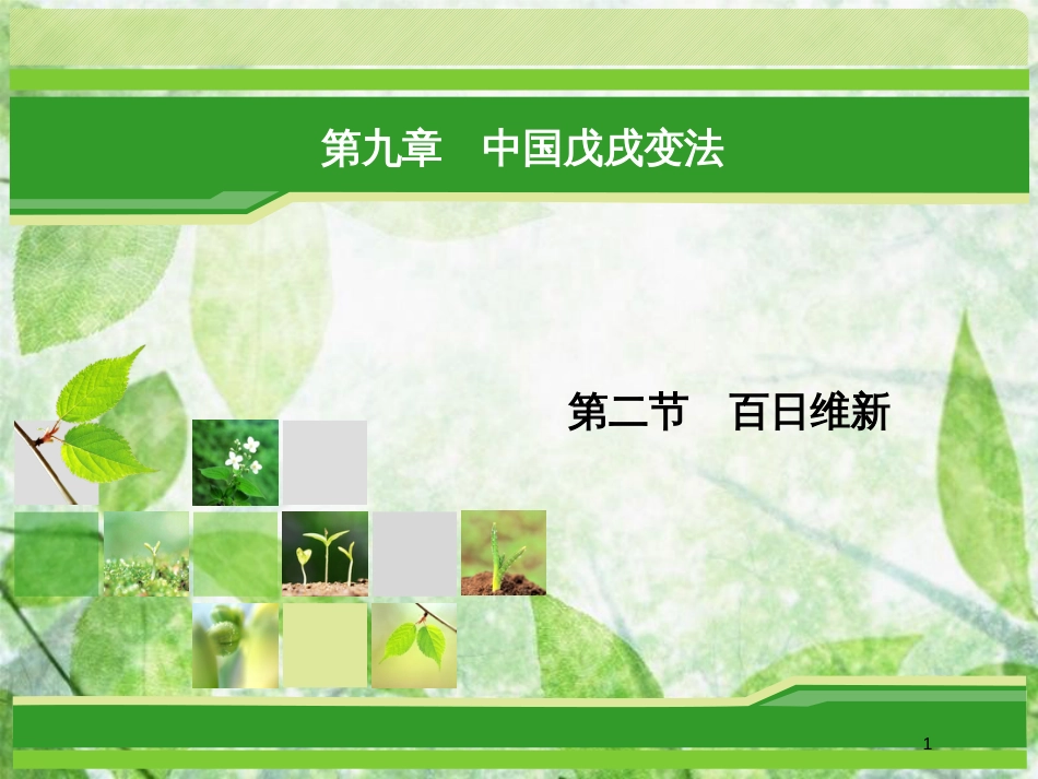 高中历史 第九章 中国戊戌变法 9.2 百日维新优质课件 北师大版选修1_第1页