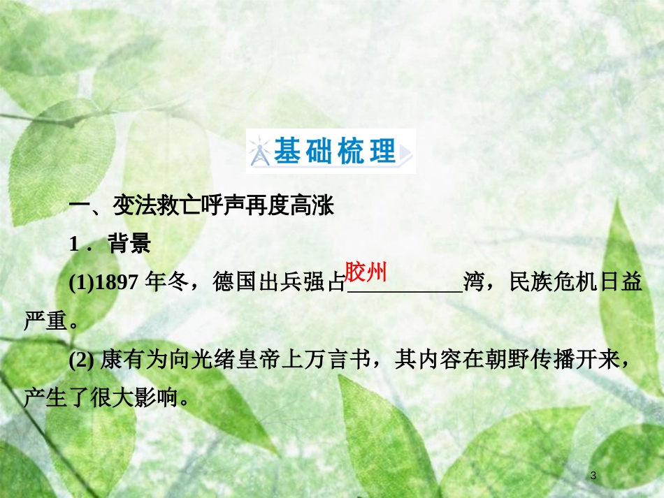 高中历史 第九章 中国戊戌变法 9.2 百日维新优质课件 北师大版选修1_第3页