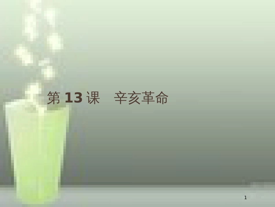 高中历史 第四单元 近代中国反侵略、求民主的潮流 13 辛亥革命优质课件 新人教版必修1_第1页