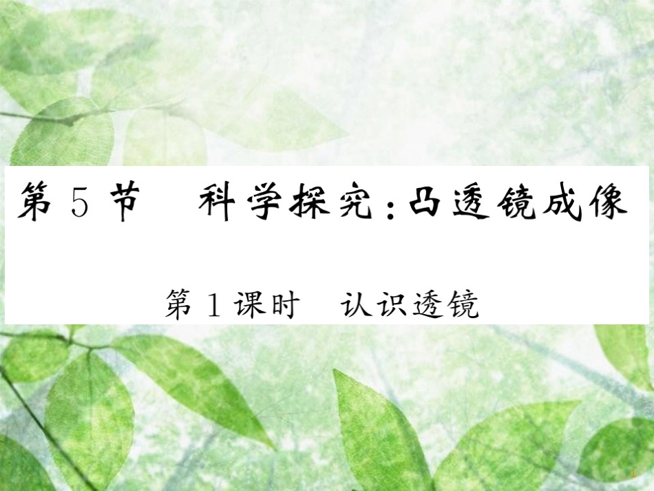 八年级物理上册 第4章 5 科学探究：凸透镜成像（第1课时 认识透镜）习题优质课件 （新版）教科版_第1页