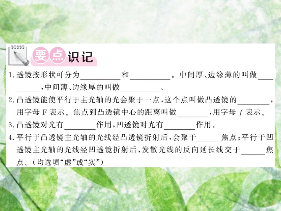 八年级物理上册 第4章 5 科学探究：凸透镜成像（第1课时 认识透镜）习题优质课件 （新版）教科版_第2页