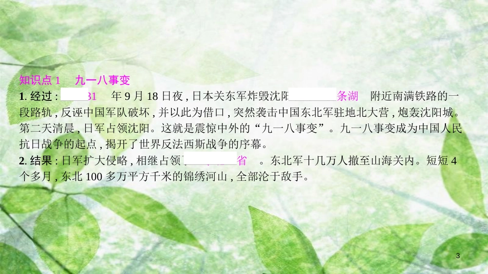 八年级历史上册 第六单元 中华民族的抗日战争 第18课 从九一八事变到西安事变优质课件 新人教版_第3页