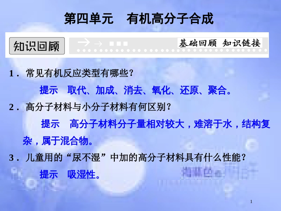 高中化学 专题三 让有机反应为人类造福 3.4 有机高分子合成课件 苏教版选修2_第1页