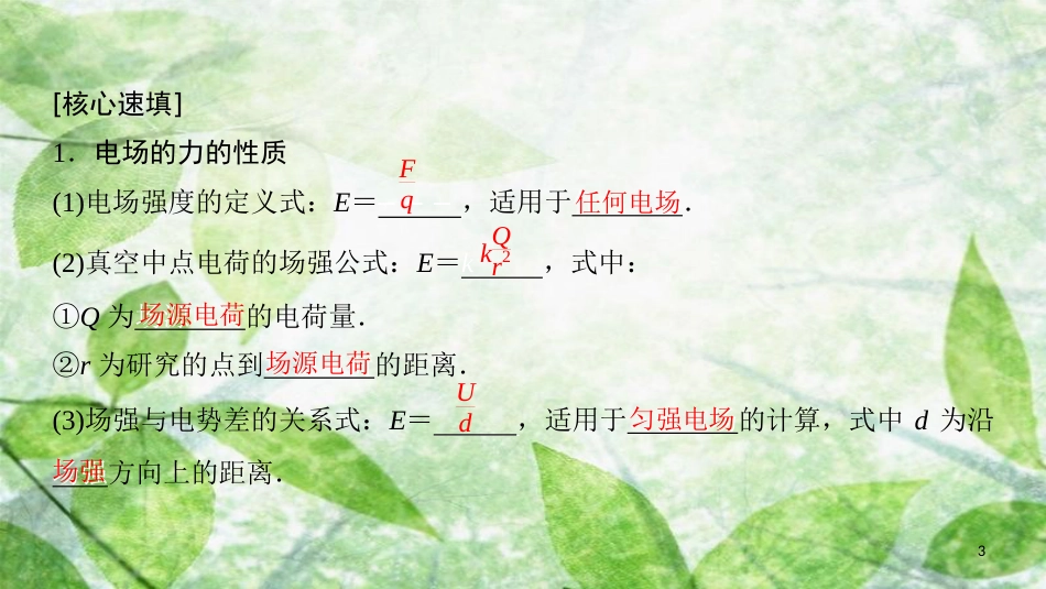 高中物理 第一章 静电场章末复习课优质课件 教科版选修3-1_第3页