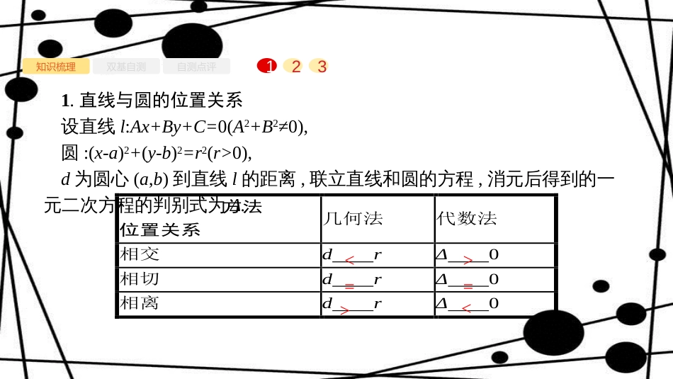 高考数学大一轮复习 第九章 解析几何 9.4 直线与圆、圆与圆的位置关系课件 文 新人教A版_第2页