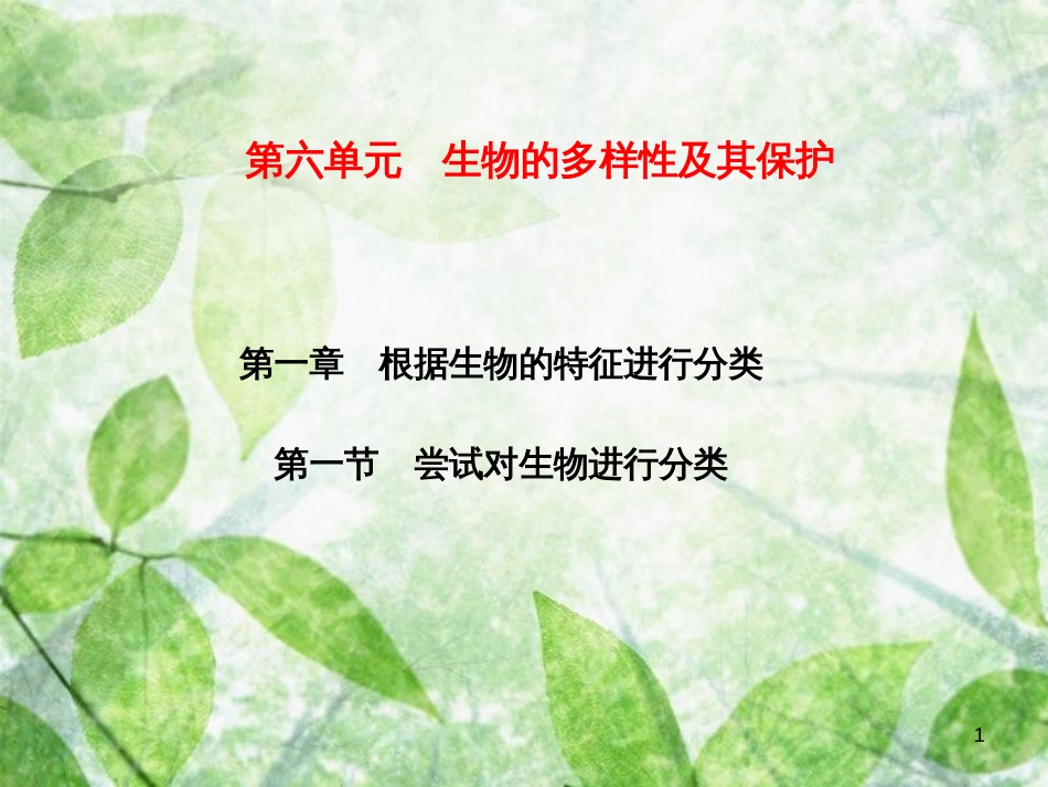 八年级生物上册 第6单元 第1章 第1节 尝试对生物进行分类习题优质课件 （新版）新人教版_第1页
