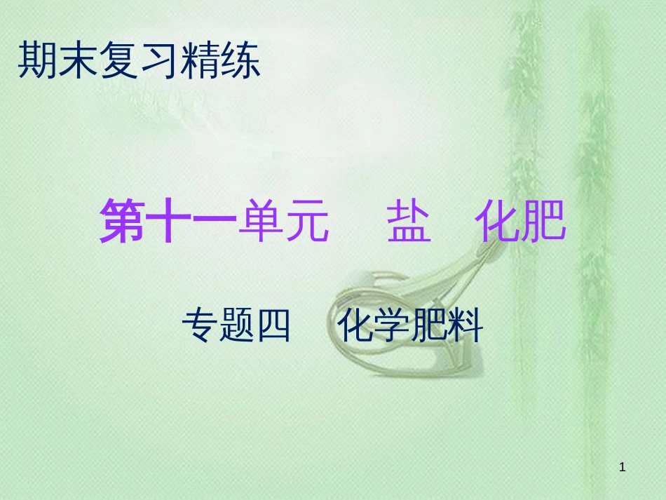 九年级化学下册 期末复习精炼 第十一单元 盐 化肥 专题四 化学肥料优质课件 （新版）新人教版_第1页