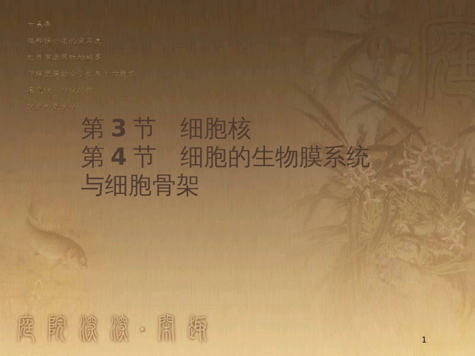 高中生物 第3章 细胞的结构 3.3 细胞核 3.4 细胞的生物膜系统与细胞骨架优质课件 北师大版必修1_第1页