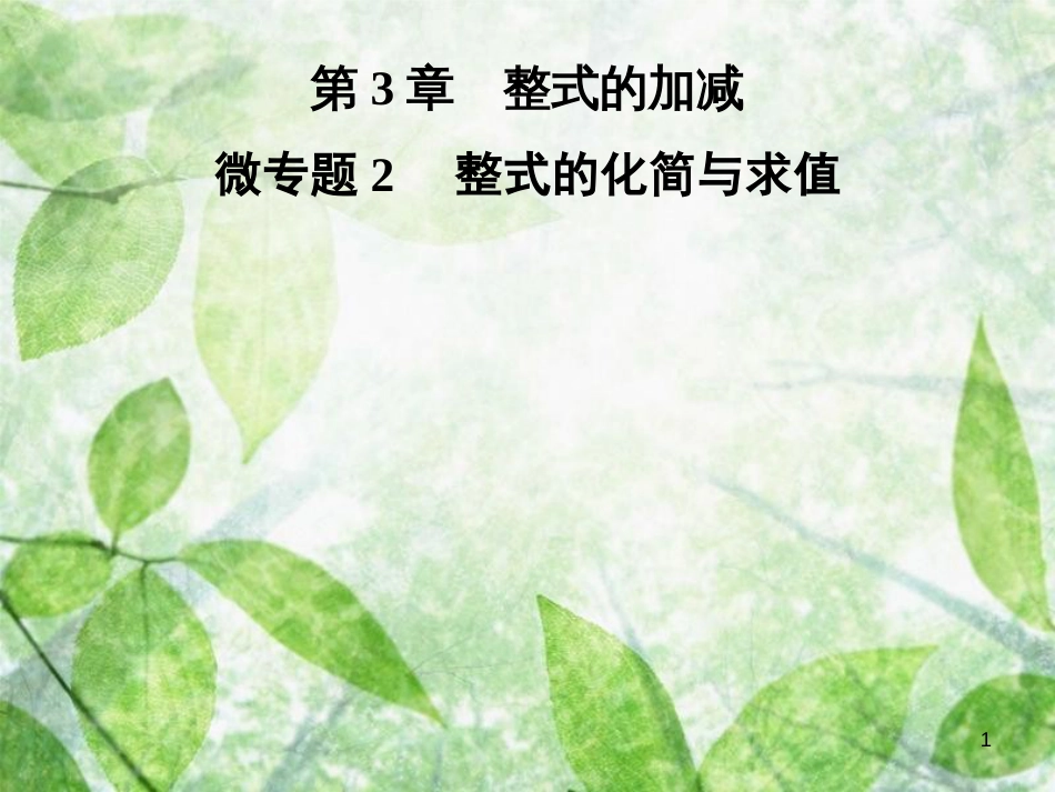 七年级数学上册 第3章《整式的加减》微专题2 整式的化简与求值优质课件 （新版）华东师大版_第1页