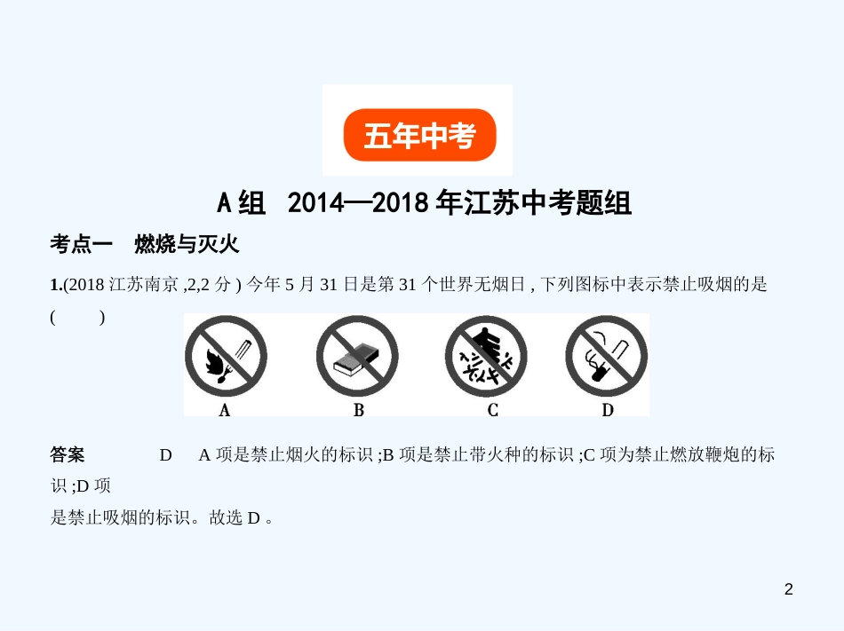 （江苏专版）2019年中考化学复习 专题十一 化学与能源（试卷部分）优质课件_第2页