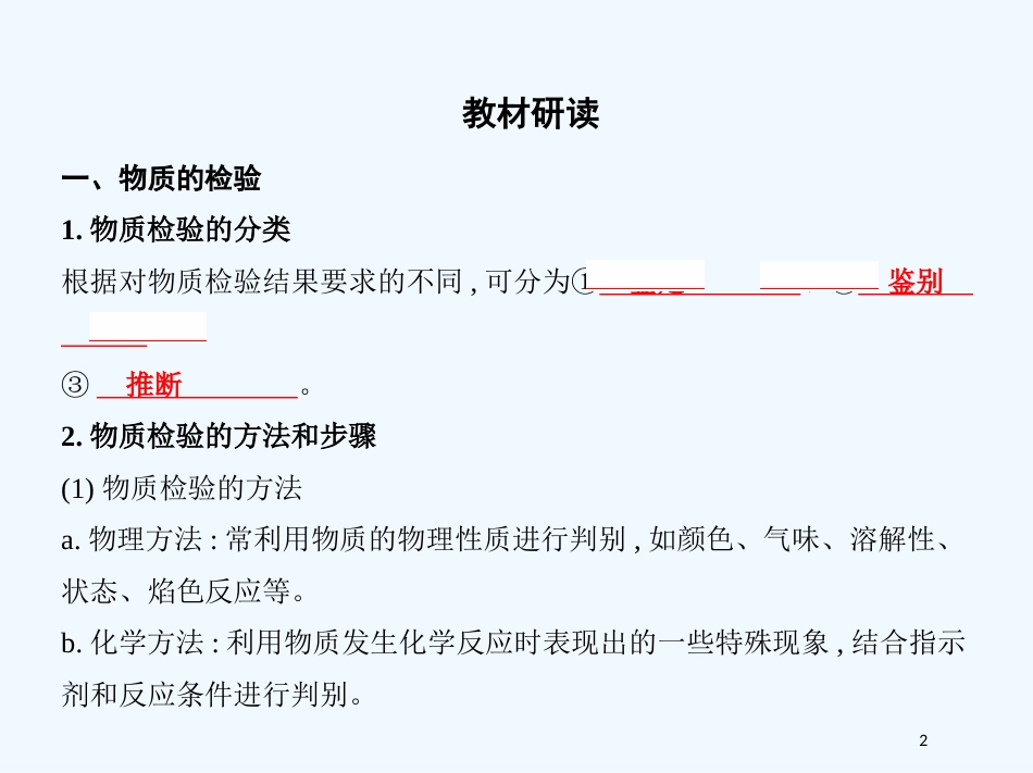 （北京专用）2019版高考化学一轮复习 第38讲 物质的检验、分离和提纯优质课件_第2页