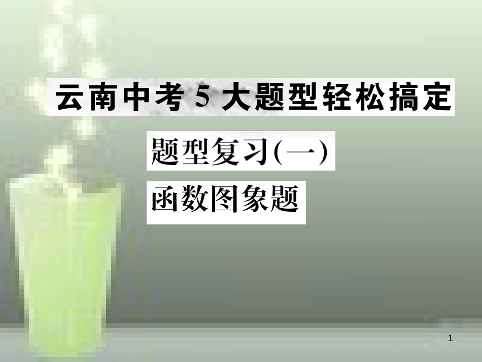 （云南专版）2019年中考化学总复习 题型复习（一）函数图像题优质课件_第1页