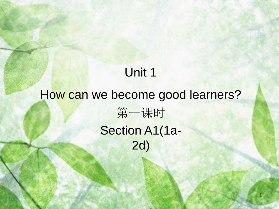 九年级英语全册 Unit 1 How can we become good learners（第1课时）Section A1（1a-2d）习题优质课件 （新版）人教新目标版_第1页