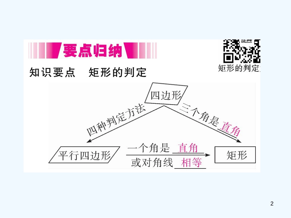 （江西专用）九年级数学上册 1.2 矩形的性质与判定 第2课时 矩形的判定讲练优质课件 （新版）北师大版_第2页