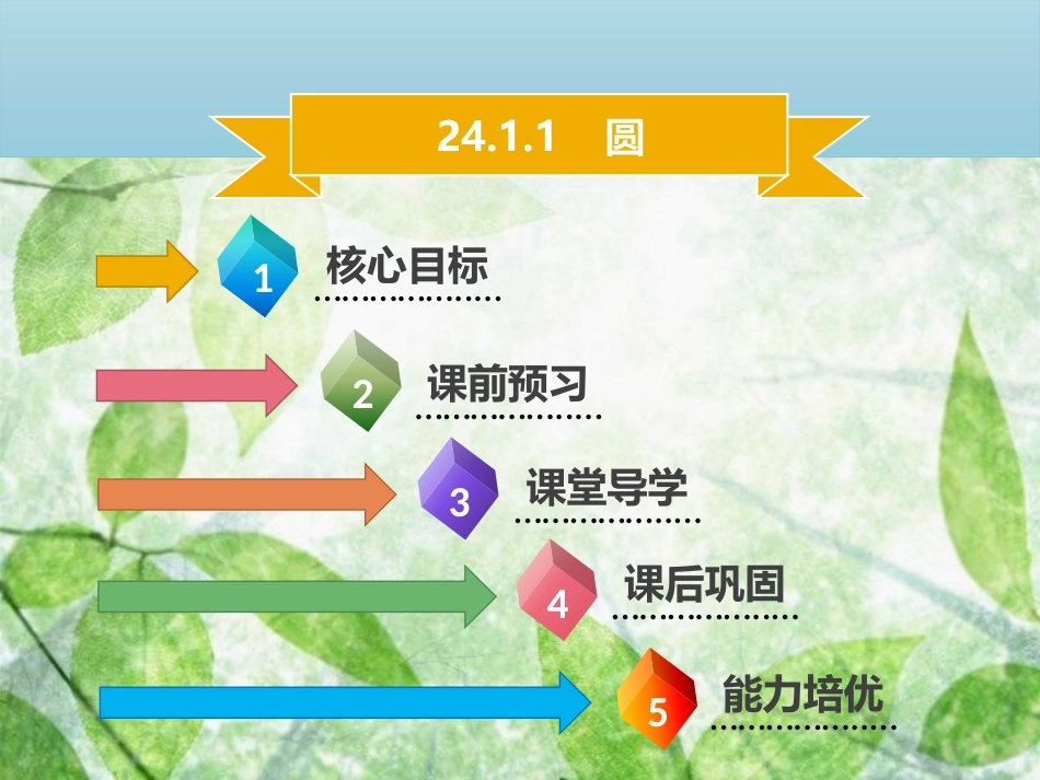 九年级数学上册 第二十四章 圆 24.1 圆的有关性质 24.1.1 圆导学优质课件 （新版）新人教版_第1页