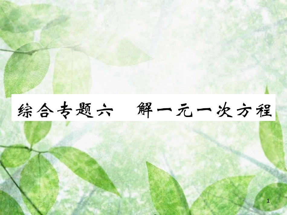 七年级数学上册 综合专题六 解一元一次方程优质课件 （新版）北师大版_第1页