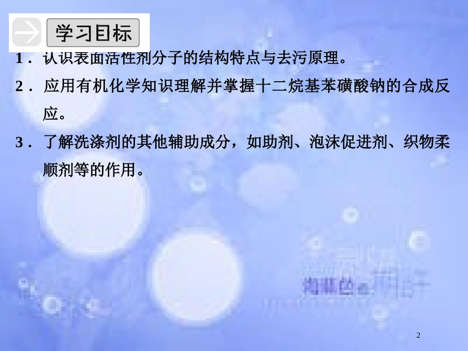 高中化学 专题三 让有机反应为人类造福 3.2 合成洗涤剂的生产课件 苏教版选修2_第2页