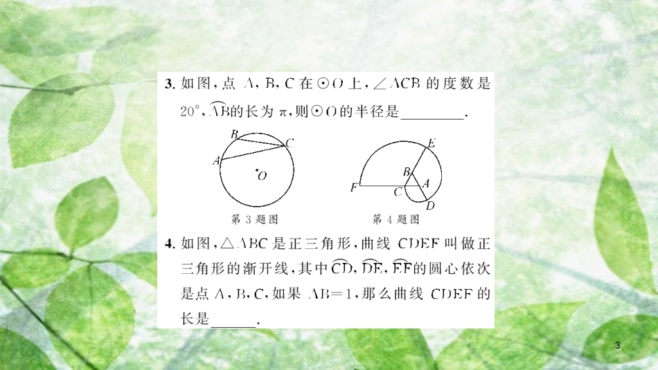 2018-2019学年九年级数学上册 第二十四章 圆 24.4 弧长和扇形面积 第1课时 弧长和扇形面积习题优质课件 （新版）新人教版_第3页