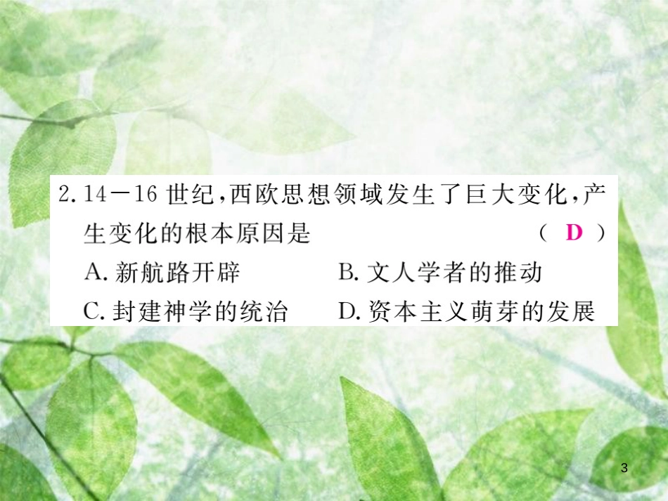 九年级历史上册 世界近代史（上）检测卷习题优质课件 川教版_第3页