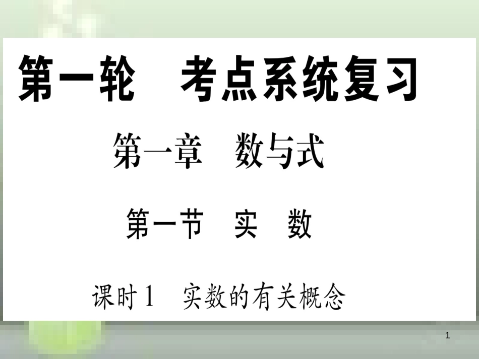 （云南专用）2019中考数学 第一轮 考点系统复习 第1章 数与式 第1节 实数 课时1作业优质课件_第1页