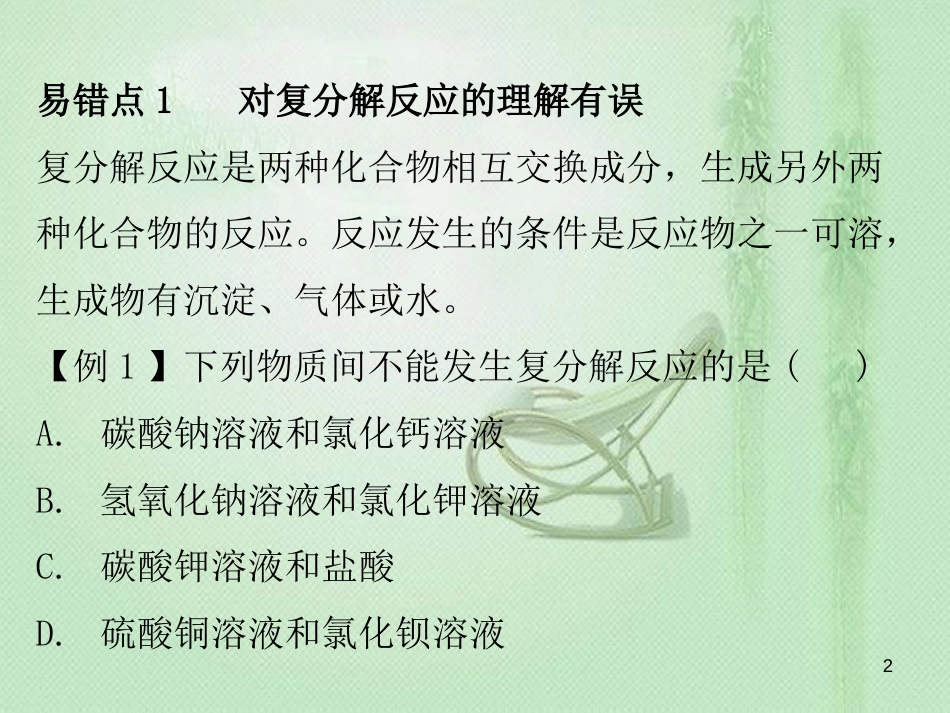 九年级化学下册 期末复习精炼 第十一单元 盐 化肥 专题二 本章易错点归点优质课件 （新版）新人教版_第2页