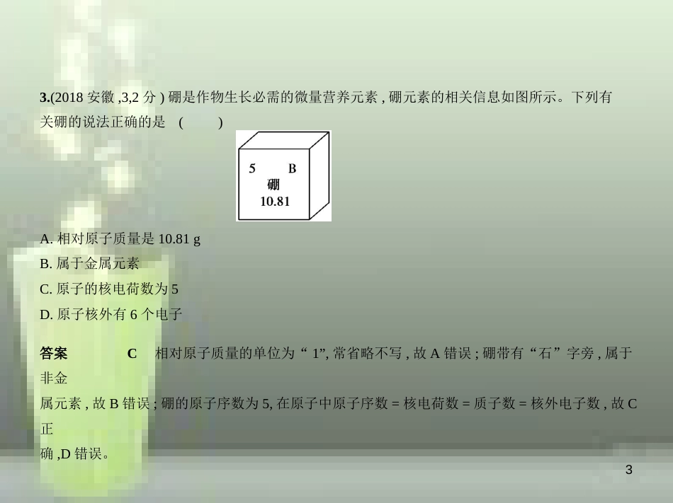 （全国版）2019年中考化学复习 专题八 物质的组成与分类（试卷部分）优质课件_第3页