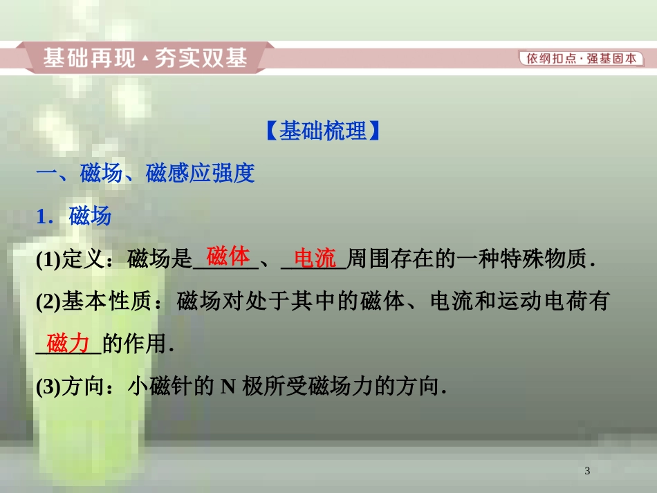 （浙江专版）2019届高考物理一轮复习 第8章 磁场 1 第一节优质课件 新人教版_第3页