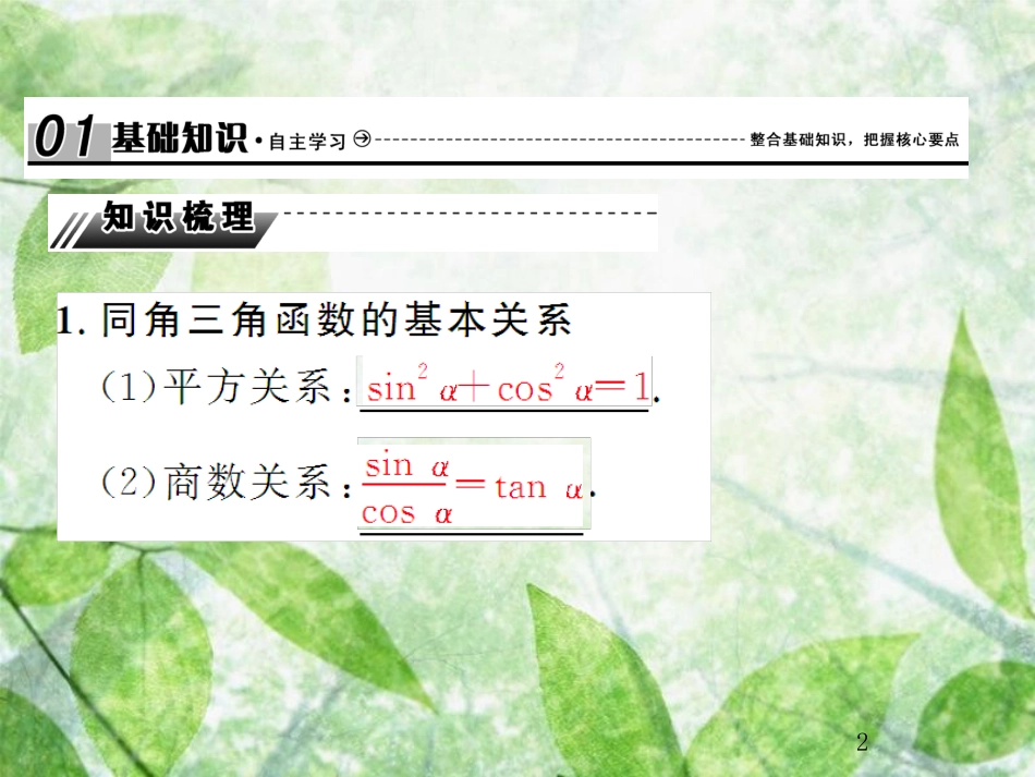 高考数学总复习 4.2 同角三角函数基本关系及诱导公式优质课件 文 新人教B版_第2页