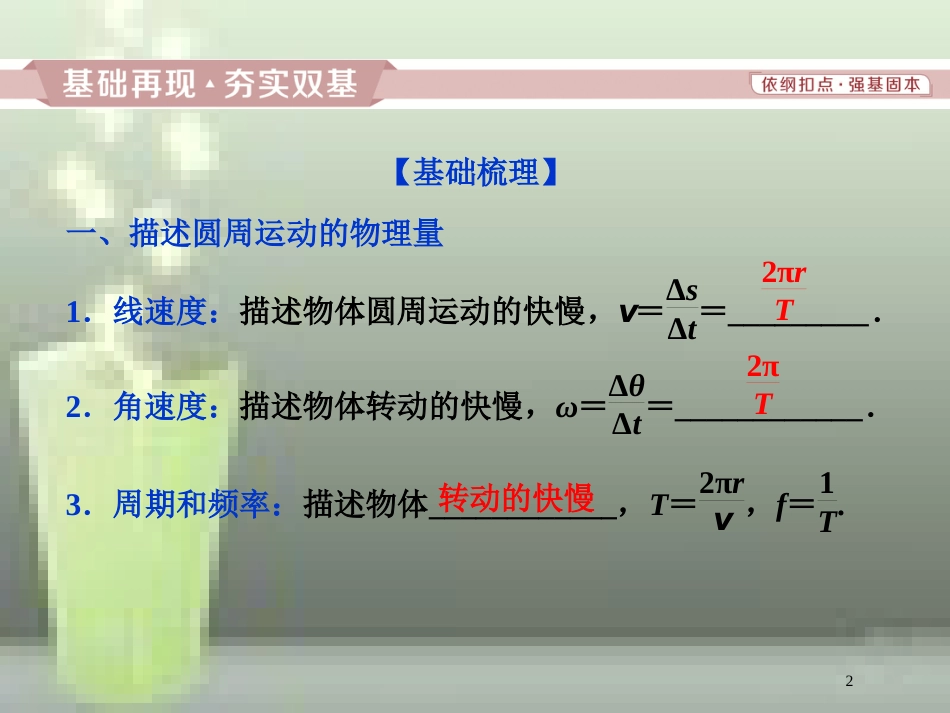 高考物理一轮复习 第4章 曲线运动万有引力与航天 7 第三节 圆周运动优质课件 新人教版_第2页