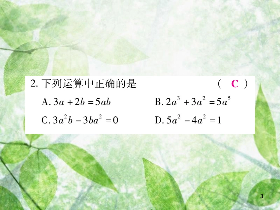 七年级数学上册 第三章 整式及其加减 3.4 整式的加减（第1课时）练习优质课件 （新版）北师大版_第3页