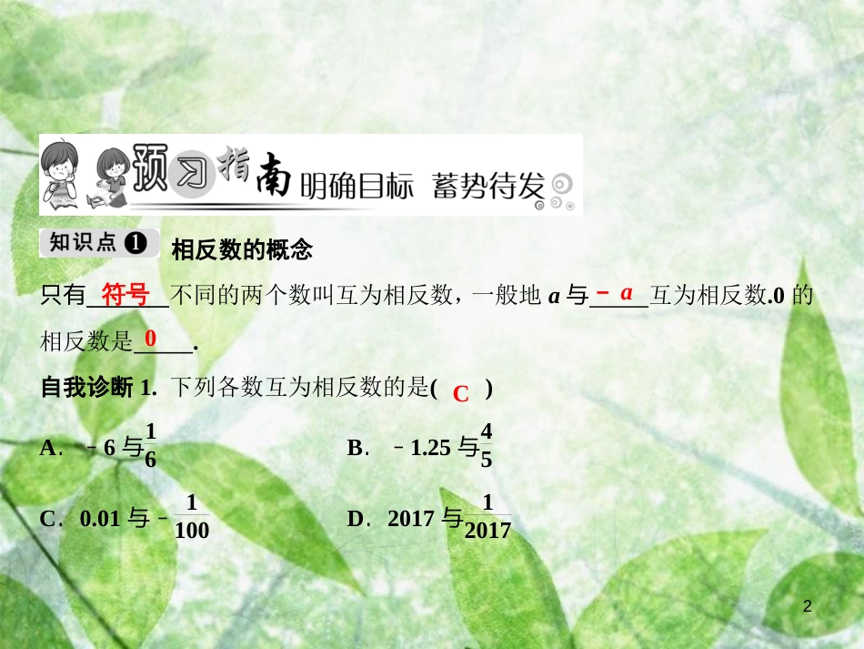 七年级数学上册 第1章 有理数 1.2 有理数 1.2.3 相反数优质课件 （新版）新人教版_第2页