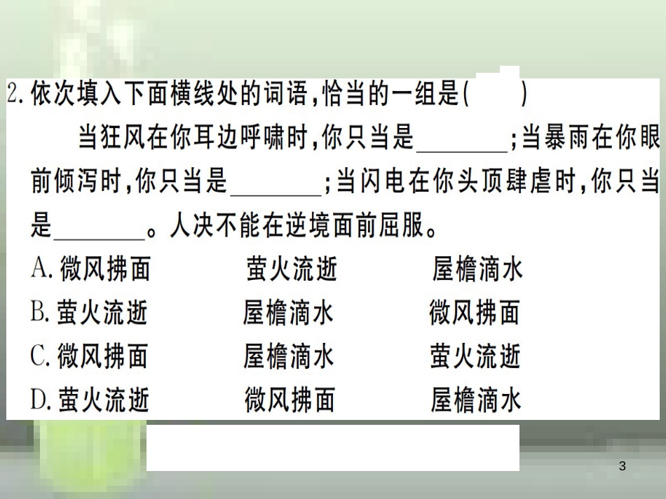 （武汉专用）八年级语文上册 第一单元检测卷习题优质课件 新人教版_第3页