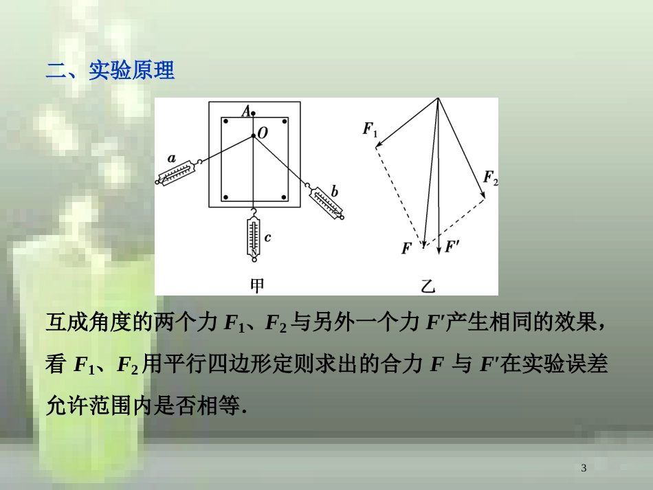 （新课标）高考物理一轮复习 第二章 相互作用 实验三 验证力的平行四边形定则优质课件_第3页