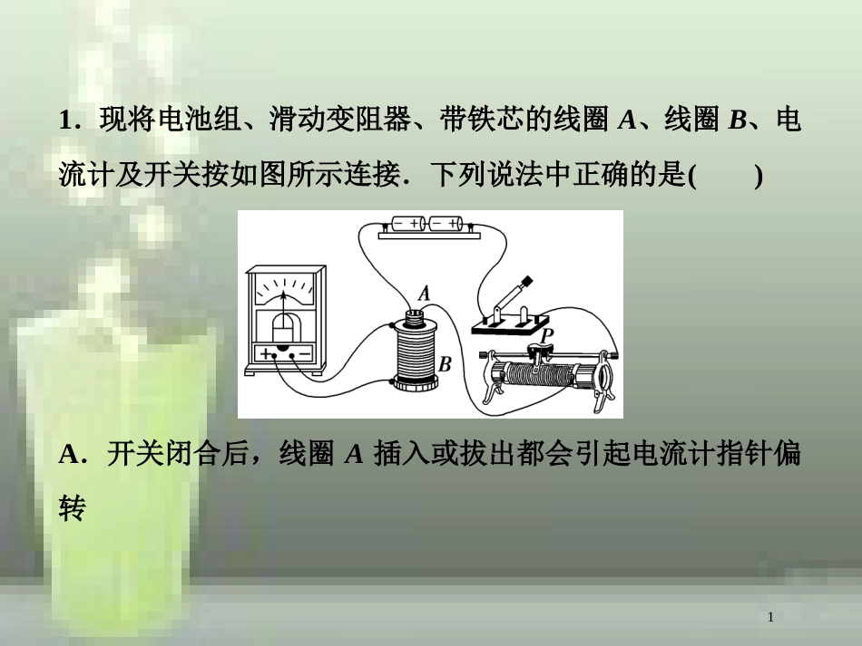 （新课标）高考物理一轮复习 第十章 电磁感应 第一节 电磁感应现象 楞次定律随堂达标巩固落实优质课件_第1页