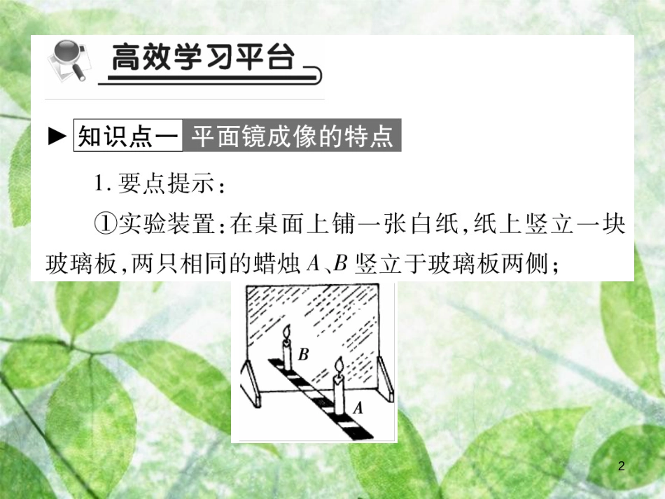 八年级物理上册 第四章 第3节 科学探究：平面镜成像习题优质课件 （新版）教科版_第2页