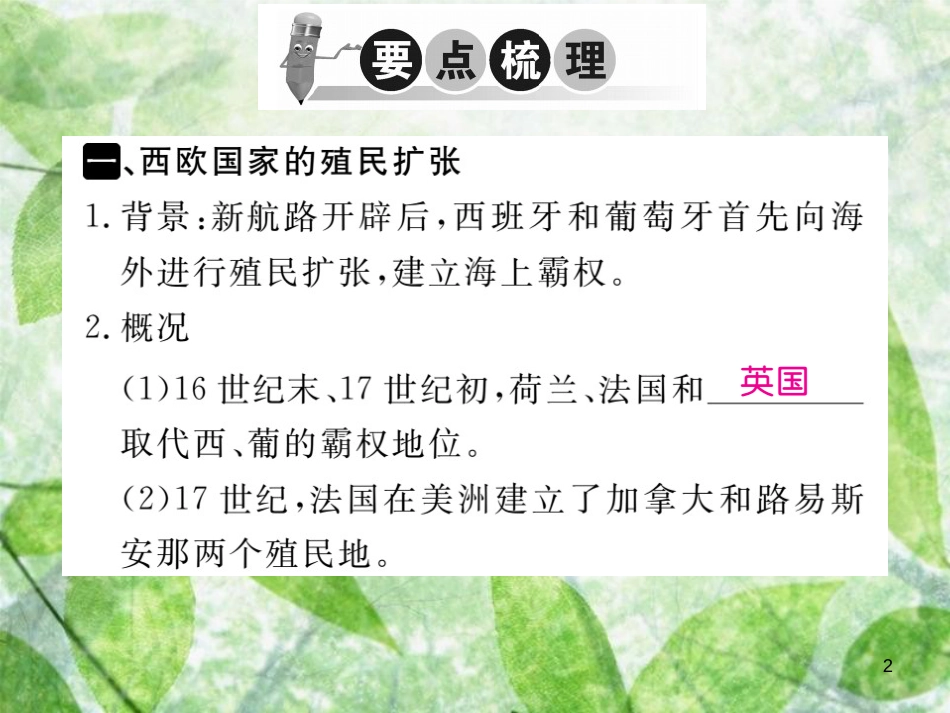 九年级历史上册 第七单元 工业革命、马克思主义的诞生和反殖民斗争 第20课 殖民扩张与反殖民斗争习题优质课件 川教版_第2页